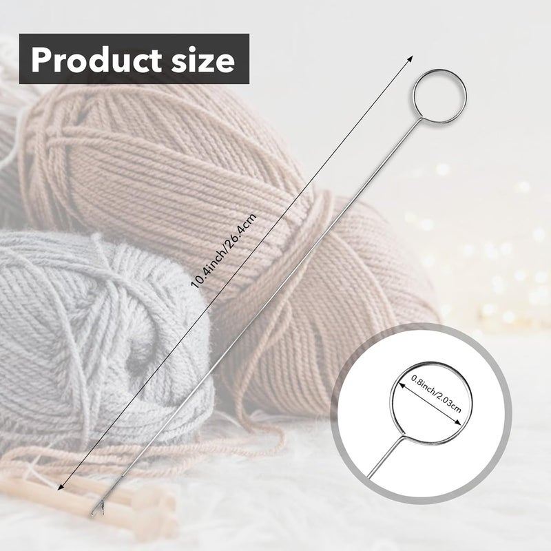 Haikole 10 pcs Professional Loop Turner Kit - 10.4 Inch Stainless Steel Sewing Hook Tool with Latch Hook for Fabric Tubes, Belts & DIY Crafts | Effortless Tube Turning & Time Saving (Silver 10pcs) - Image 2